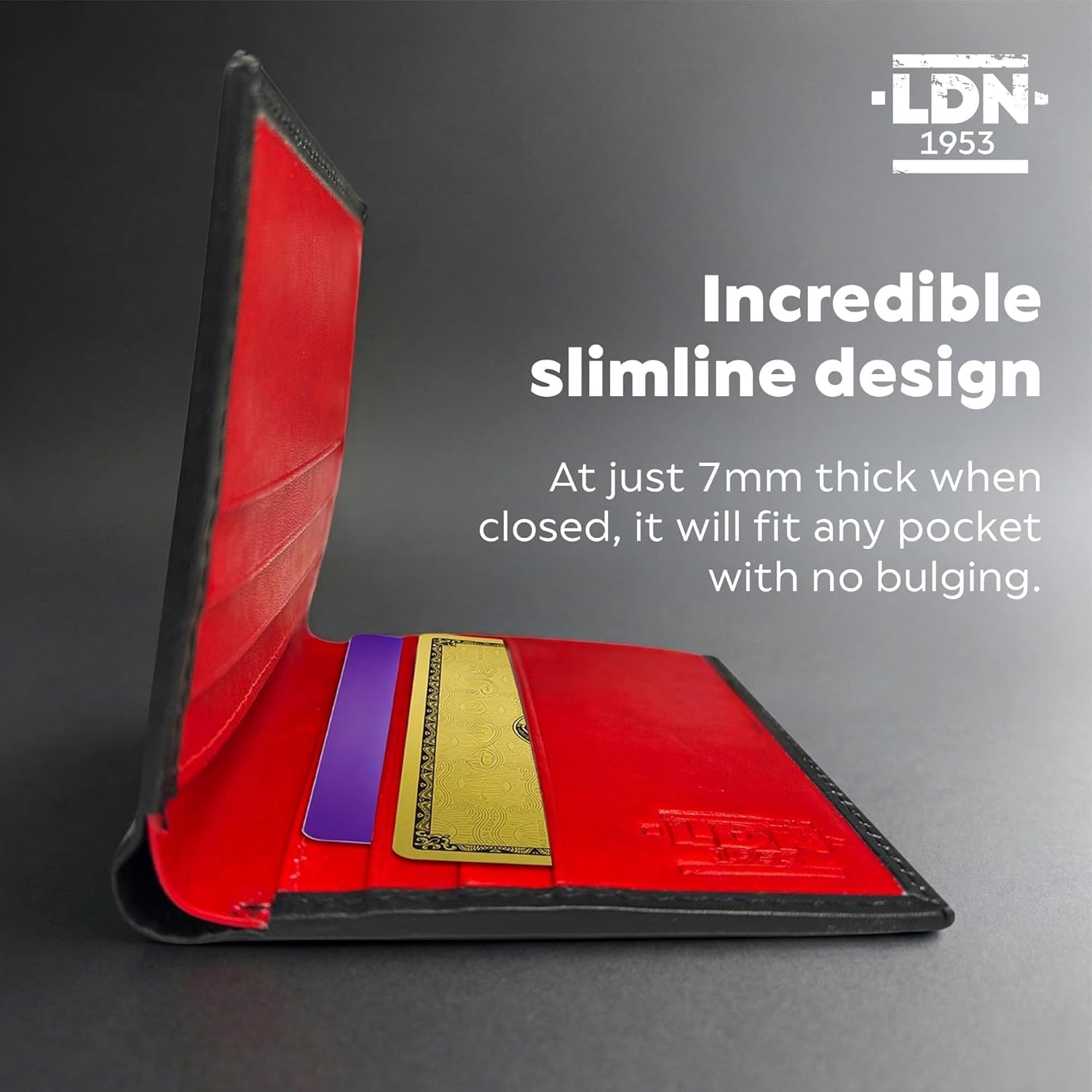 RFID Wallet for Men | Leather Card Wallet with Note Compartment | 8 Credit Card Holders | Premium Cow Martini Leather Wallet | Slim Mens Wallet | Ideal Gift for Men | Black/Red