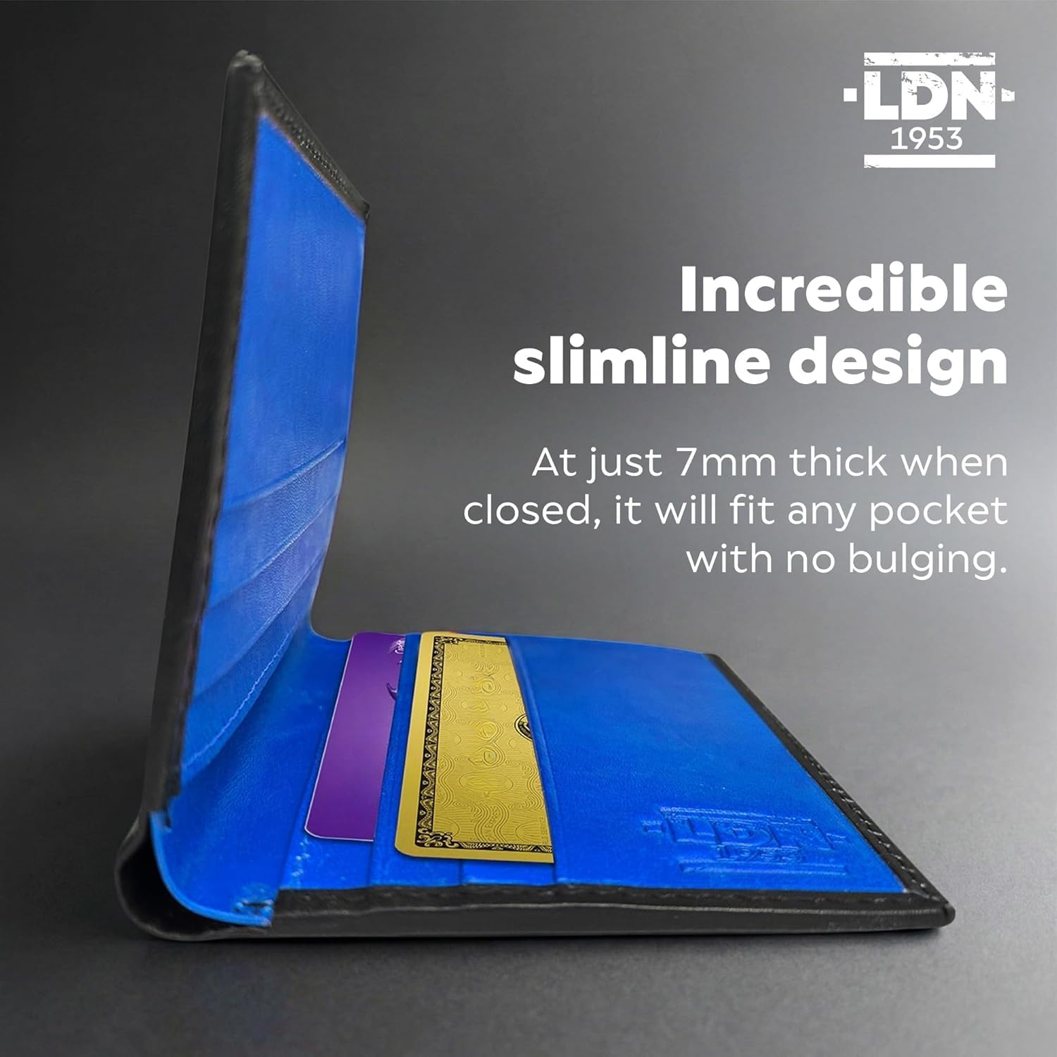 RFID Wallet for Men | Leather Card Wallet with Note Compartment | 8 Credit Card Holders | Premium Cow Martini Leather Wallet | Slim Mens Wallet | Ideal Gift for Men | Black/Blue