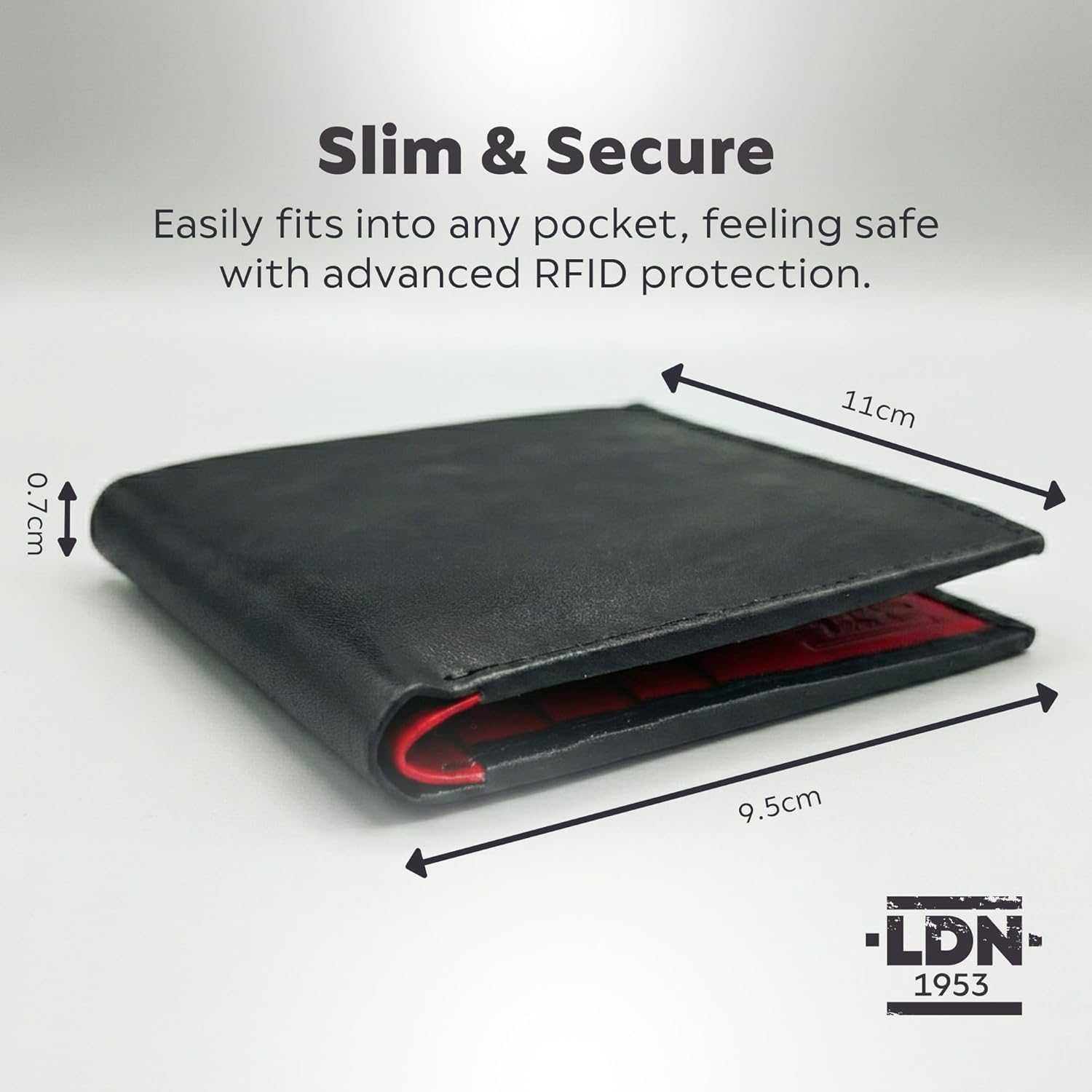 RFID Wallet for Men | Leather Card Wallet with Note Compartment | 8 Credit Card Holders | Premium Cow Martini Leather Wallet | Slim Mens Wallet | Ideal Gift for Men | Black/Red