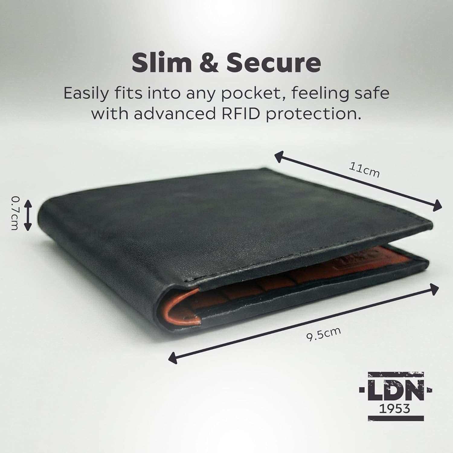 RFID Wallet for Men | Leather Card Wallet with Note Compartment | 8 Credit Card Holders | Premium Cow Martini Leather Wallet | Slim Mens Wallet | Ideal Gift for Men | Black/Tan