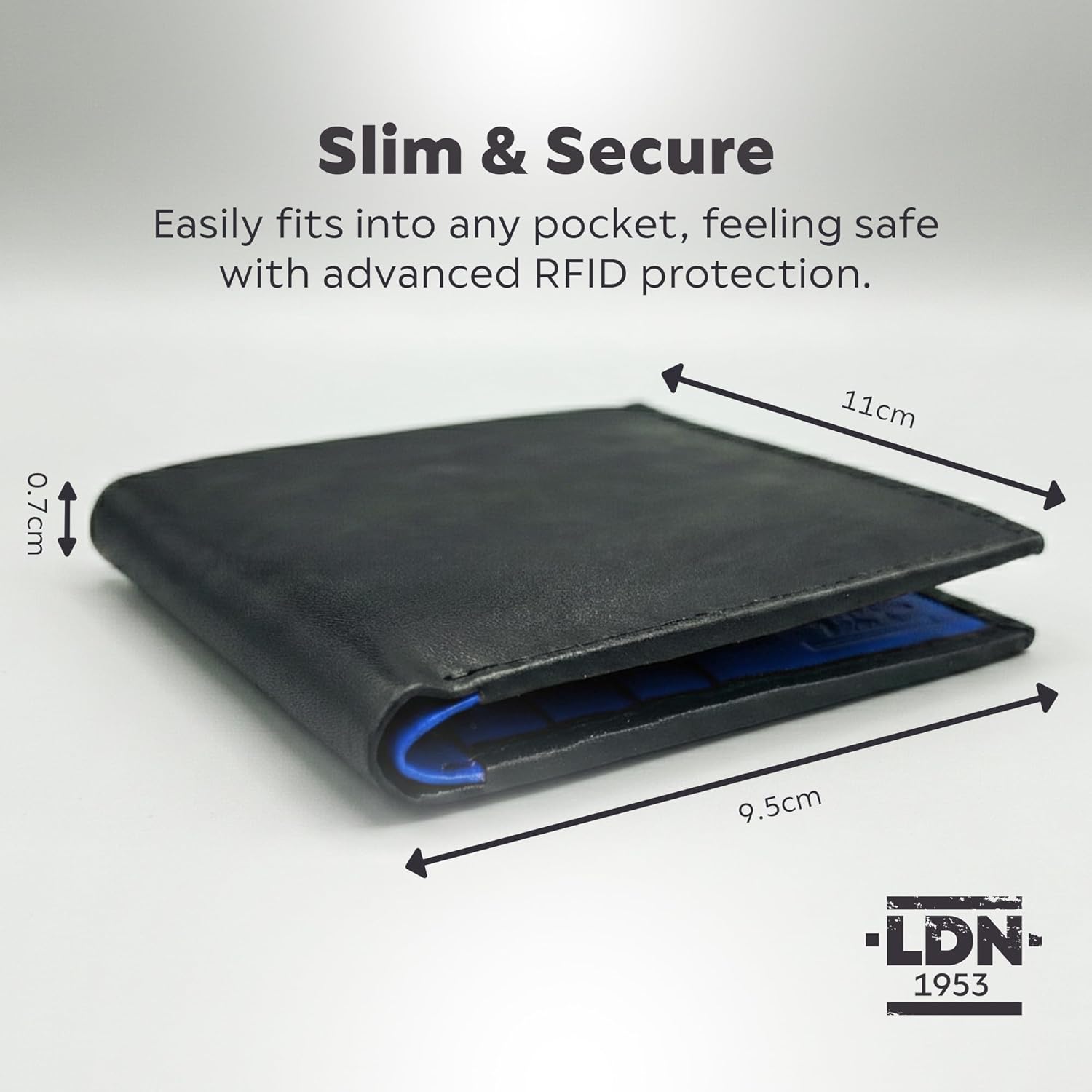 RFID Wallet for Men | Leather Card Wallet with Note Compartment | 8 Credit Card Holders | Premium Cow Martini Leather Wallet | Slim Mens Wallet | Ideal Gift for Men | Black/Blue