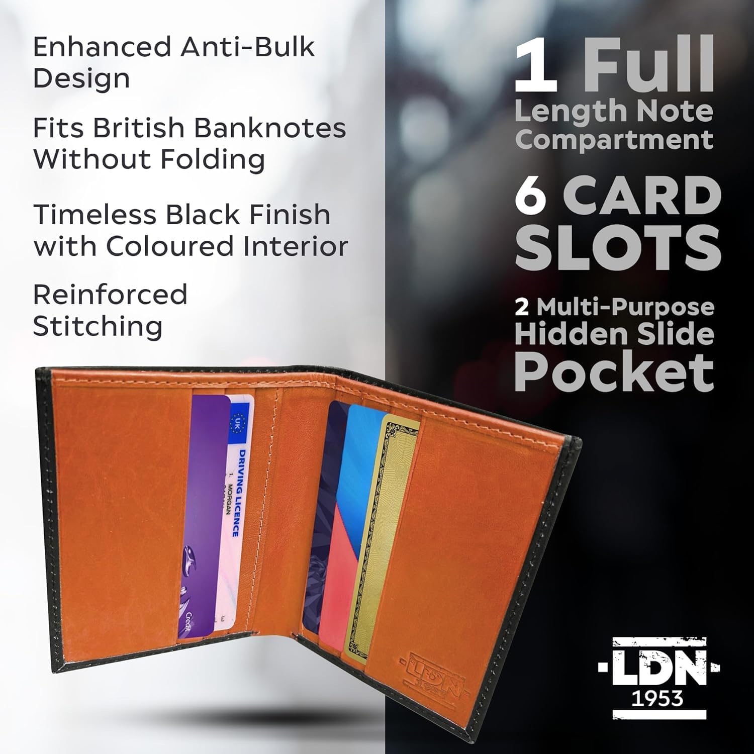 RFID Wallet for Men | Leather Card Wallet with Note Compartment | 8 Credit Card Holders | Premium Cow Martini Leather Wallet | Slim Mens Wallet | Ideal Gift for Men | Black/Tan