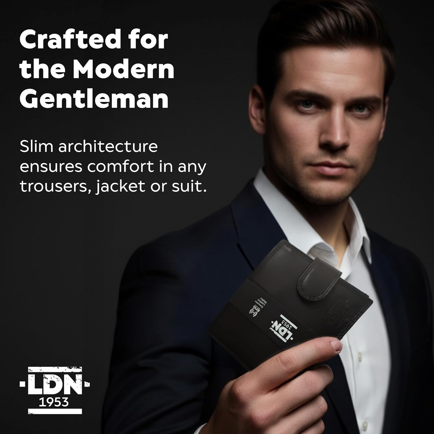 Men's Genuine Leather Wallet | RFID Protection | 8 Card Slots and Coin Pocket | Cow Martini Leather | Gift Box | Embossed Logo and Durable Silver Fittings | 9.5cm(H) x 12cm(W) | Black