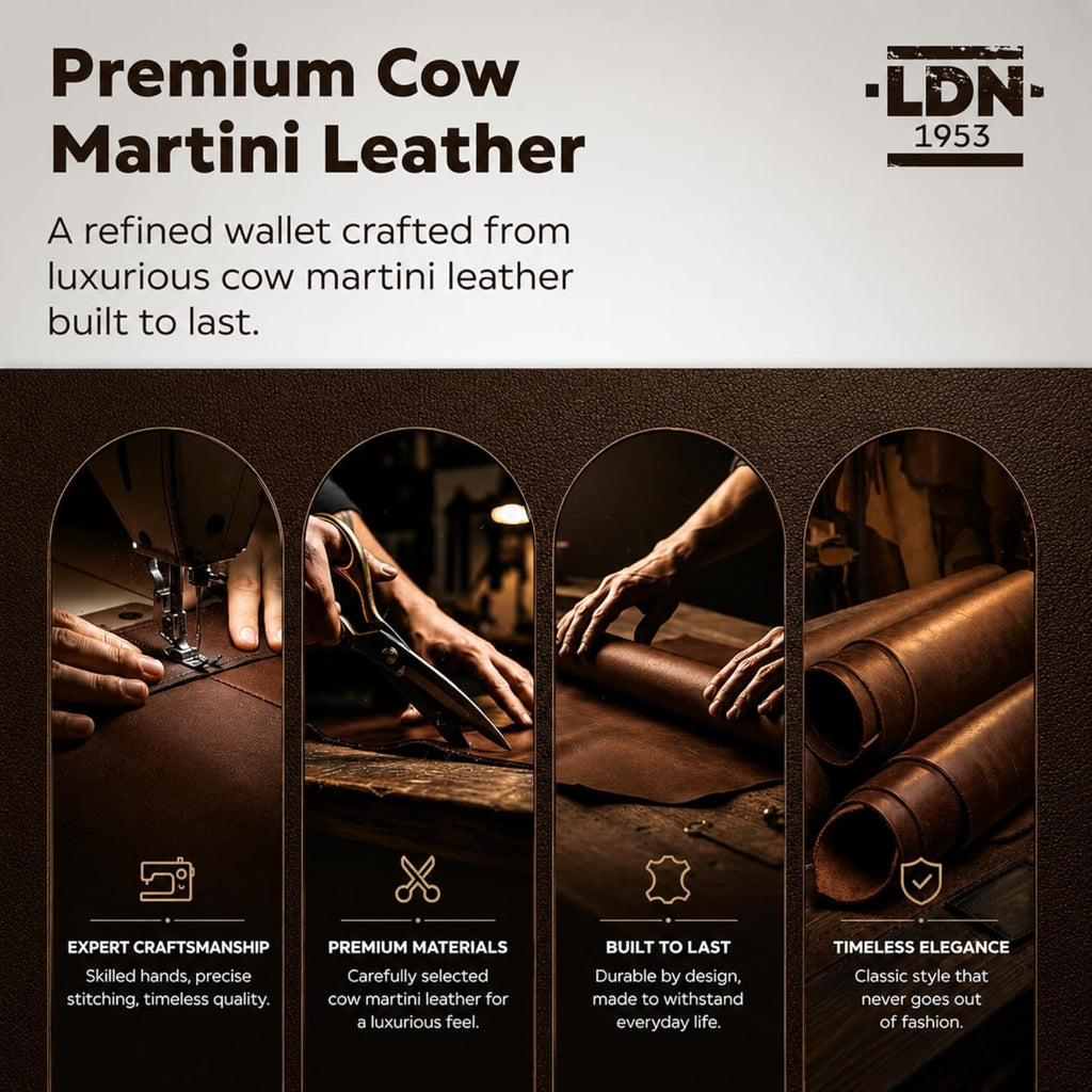 RFID Card Holder Wallet for Men | Ultra-Slim Card Wallet | 6 Credit Card Holders + Multipurpose Pocket | Premium Cow Martini Leather Card Sleeve with Taffeta Lining | Brown