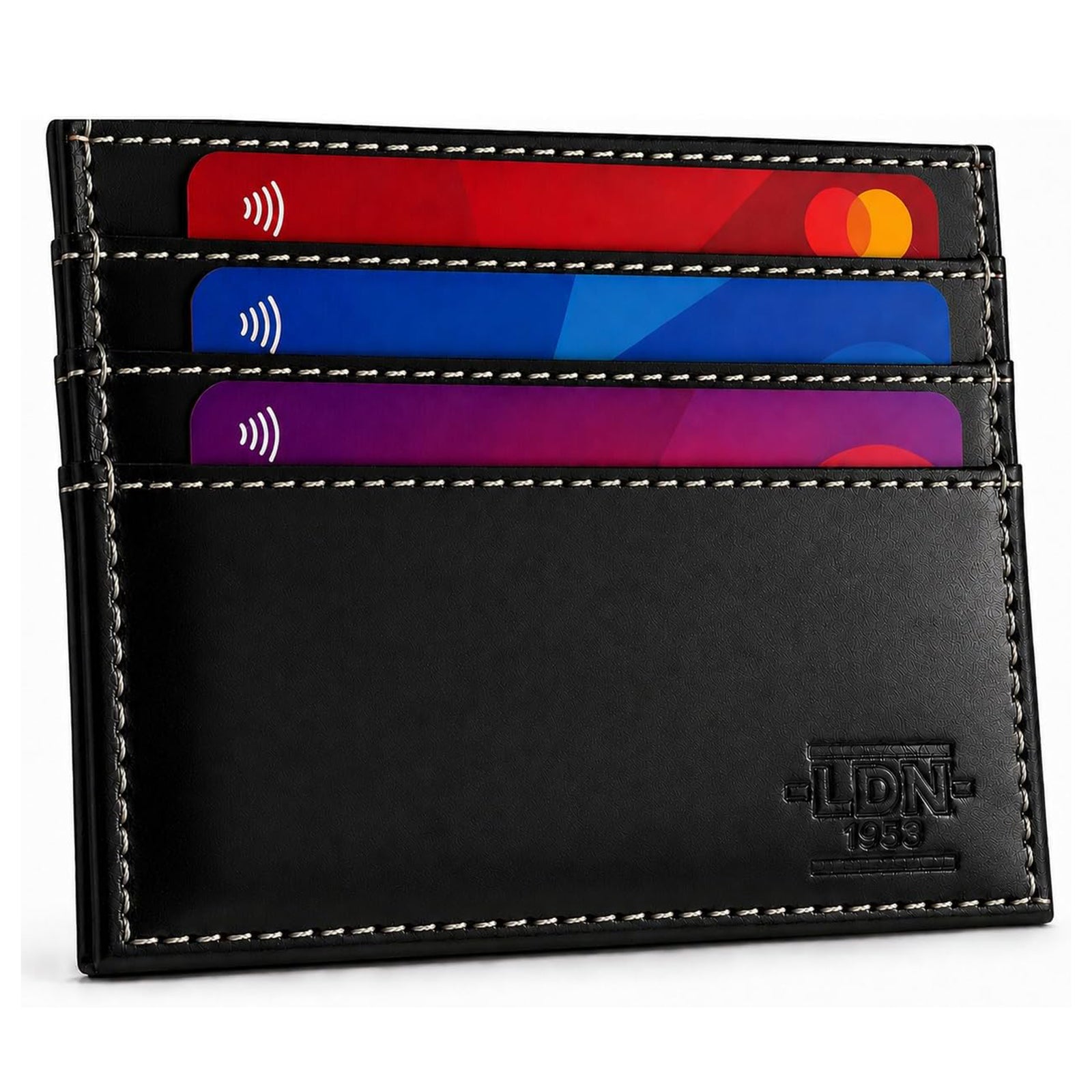 RFID Card Holder Wallet for Men | Ultra-Slim Card Wallet | 6 Credit Card Holders + Multipurpose Pocket | Premium Cow V.T Leather Card Sleeve with Taffeta Lining | Black
