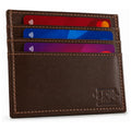 RFID Card Holder Wallet for Men | Ultra-Slim Card Wallet | 6 Credit Card Holders + Multipurpose Pocket | Premium Cow Martini Leather Card Sleeve with Taffeta Lining | Brown